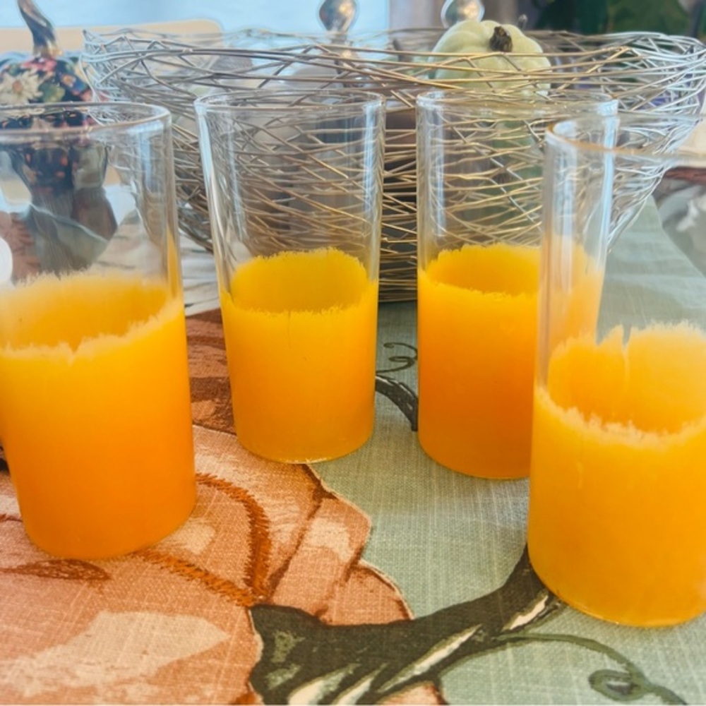 Blendo Orange Frost Vintage glass tumblers Set Of 4 MCM